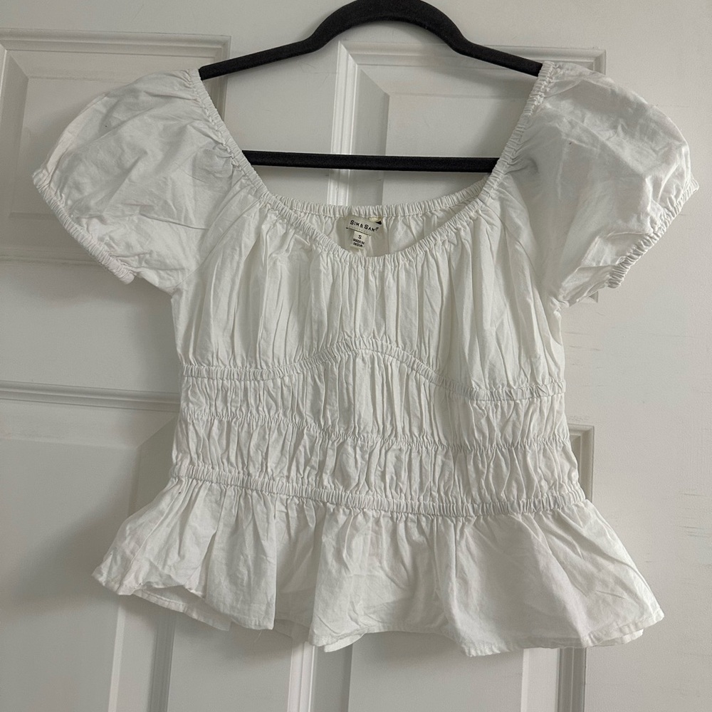 White Puff Sleeve Top